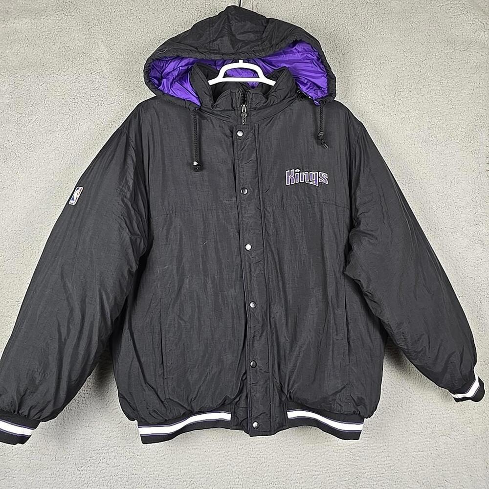 Sacramento Kings Reebok Jacket Puffy Coat Men XL Black NBA Basketball Vtg 90s